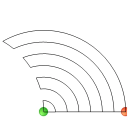 Stitch outline of baptist fan bottom row