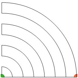 Stitch outline of baptist fan corner
