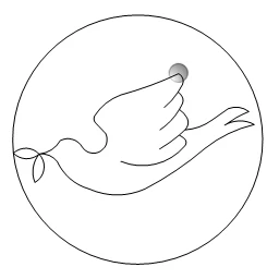 Stitch outline of dove with circle