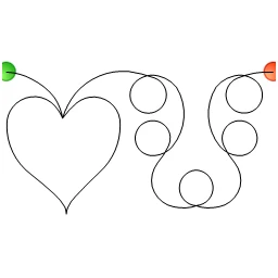 Stitch outline of Elegant Hearts (2 offset rows=8 inch)