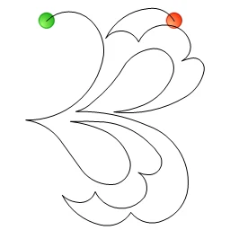 Stitch outline of fancy feather