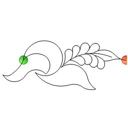 Stitch outline of feather leaf
