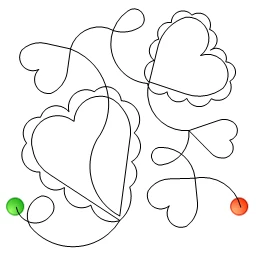 Stitch outline of Frilly Hearts e2e