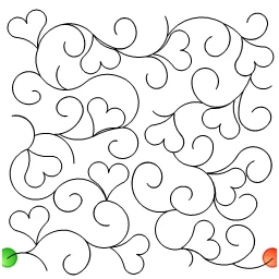 Stitch outline of Hearts in a Swirl