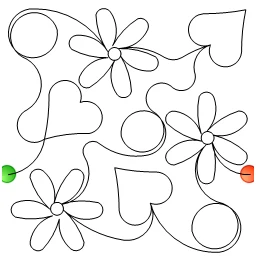 Stitch outline of heartsnflowers