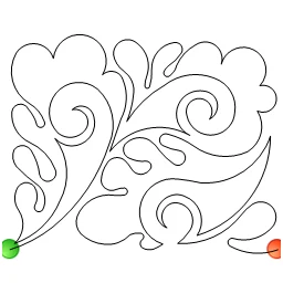Stitch outline of Paisley Feather b2b