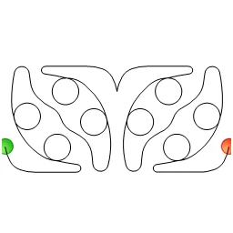 Stitch outline of Peapods (2 offset rows=12 inch)