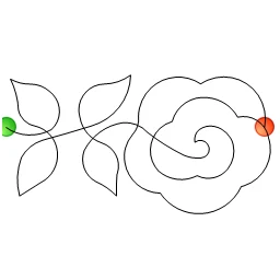 Stitch outline of rose vine panto