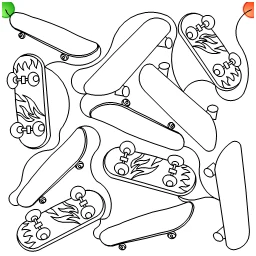 Stitch outline of Skateboards PANTO