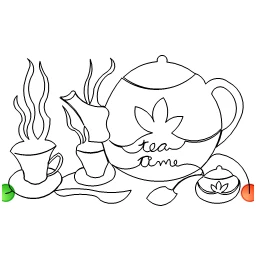 Stitch outline of teatime
