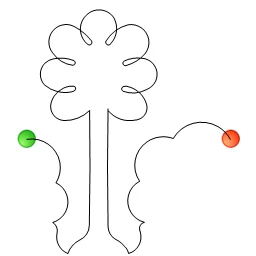 Stitch outline of Windbreak (2 offset rows=14 inch)