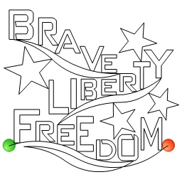 Stitch outline of Words of Valor BRAVE e2e