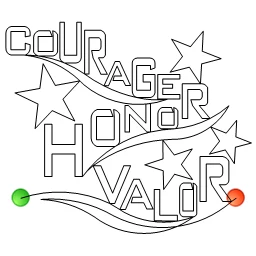 Stitch outline of Words of Valor COURAGE e2e