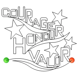 Stitch outline of Words of Valor HONOUR e2e