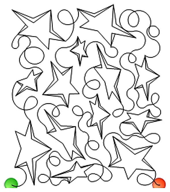 Stitch outline of 3d stars and loops e2e