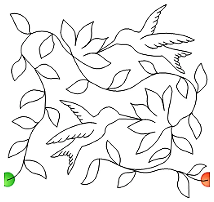 Stitch outline of AN-043 Hummingbird