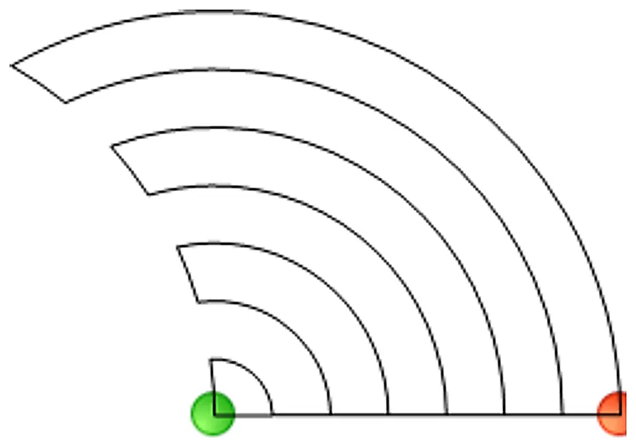 Stitch outline of baptist fan bottom row