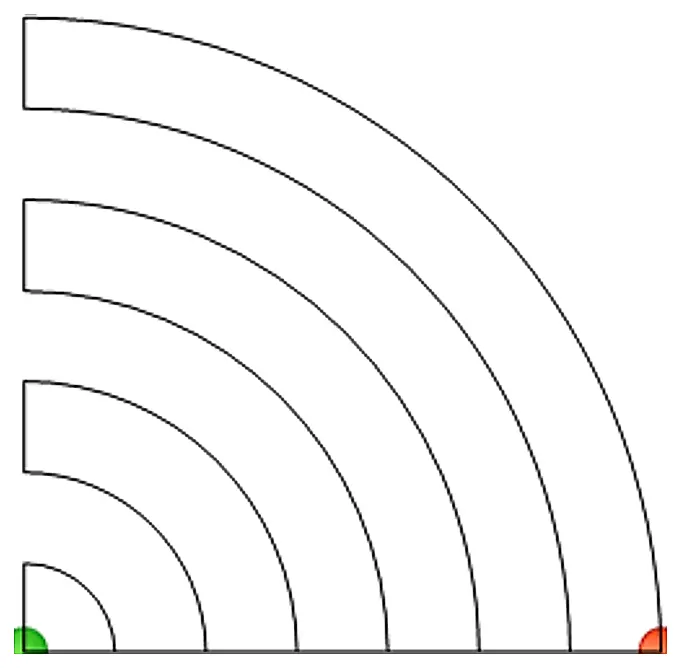 Stitch outline of baptist fan corner