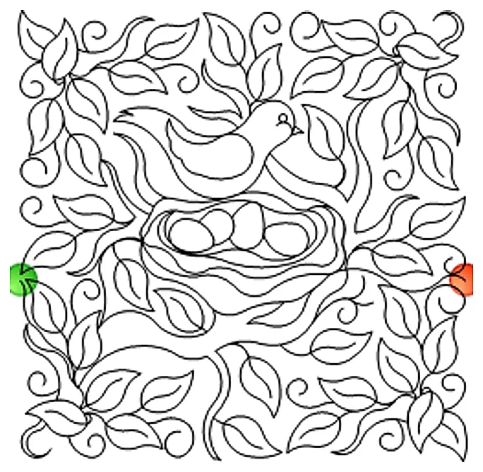Stitch outline of Bird in Nest Block