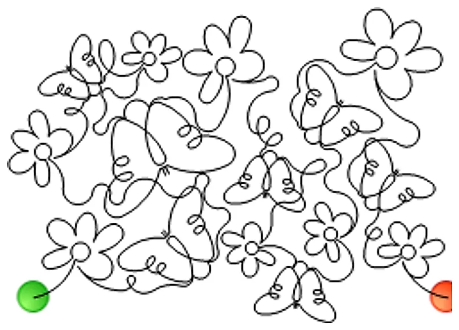 Stitch outline of butterflies and flowers