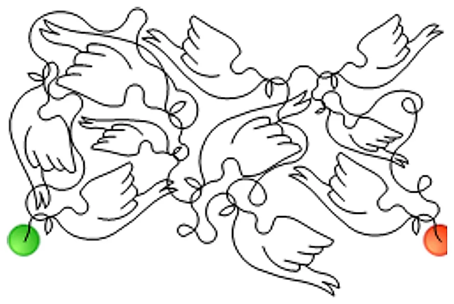 Stitch outline of dove pano