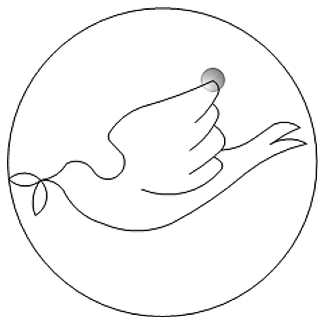 Stitch outline of dove with circle