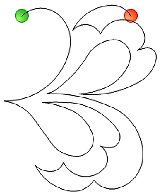 Stitch outline of fancy feather