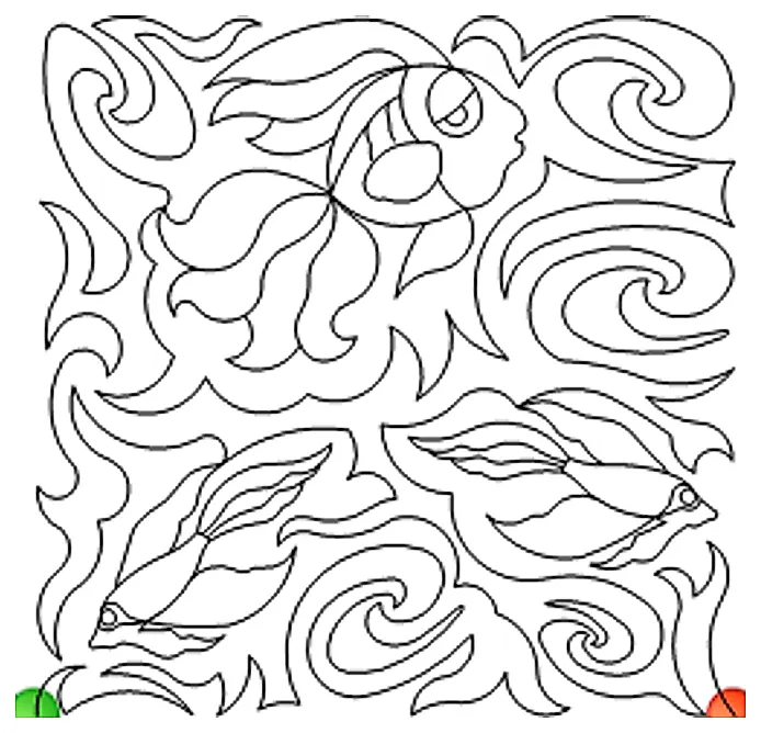 Stitch outline of fancy fish