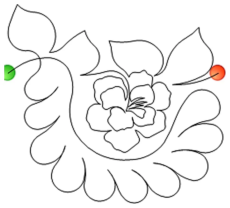 Stitch outline of Feathered Garden 2 (8 inch)