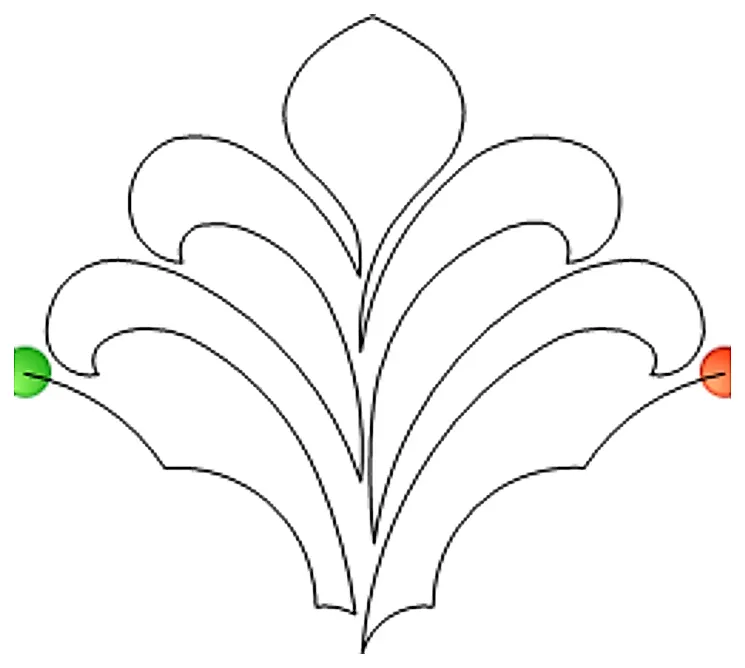 Stitch outline of feathered shell alternating