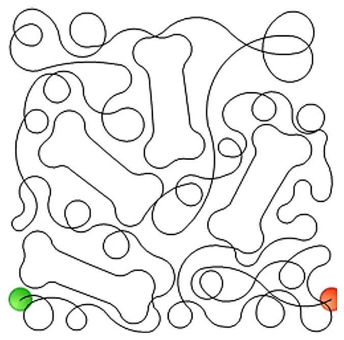 Stitch outline of FIS-Dog-Bones-Square-Meander
