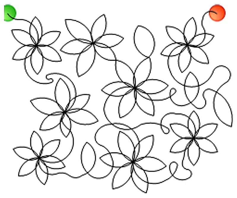 Stitch outline of flower pano