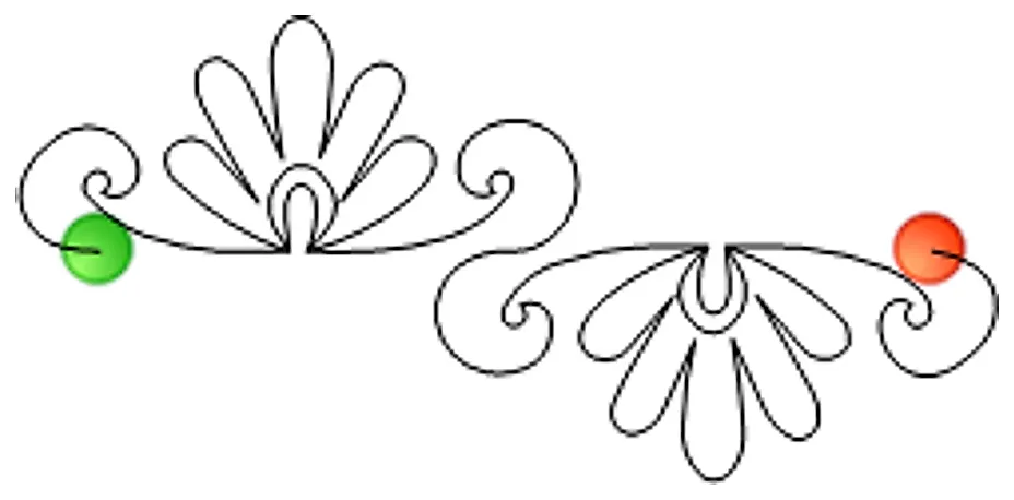 Stitch outline of GQS-02 Feather Flower Overall
