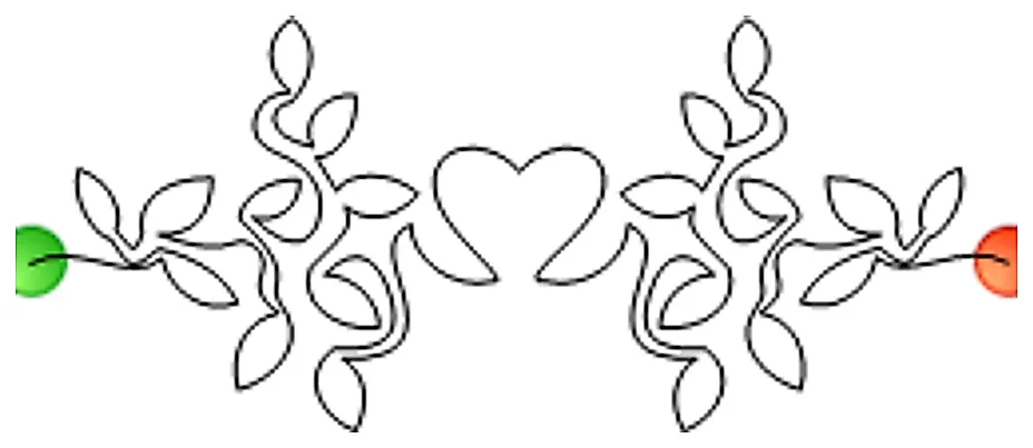 Stitch outline of heart vine border