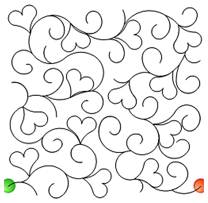 Stitch outline of Hearts in a Swirl