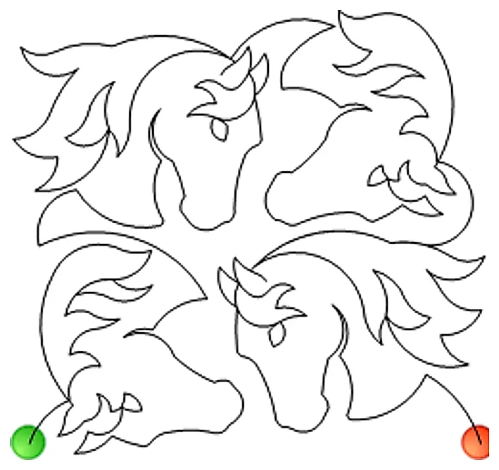 Stitch outline of Horse Heads e2e