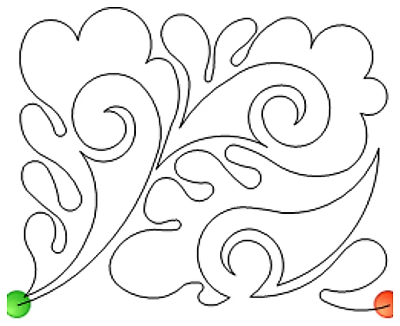 Stitch outline of Paisley Feather b2b