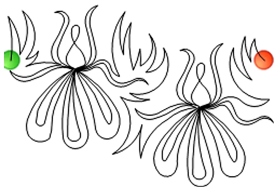 Stitch outline of SS Peacock Iris Blossoms