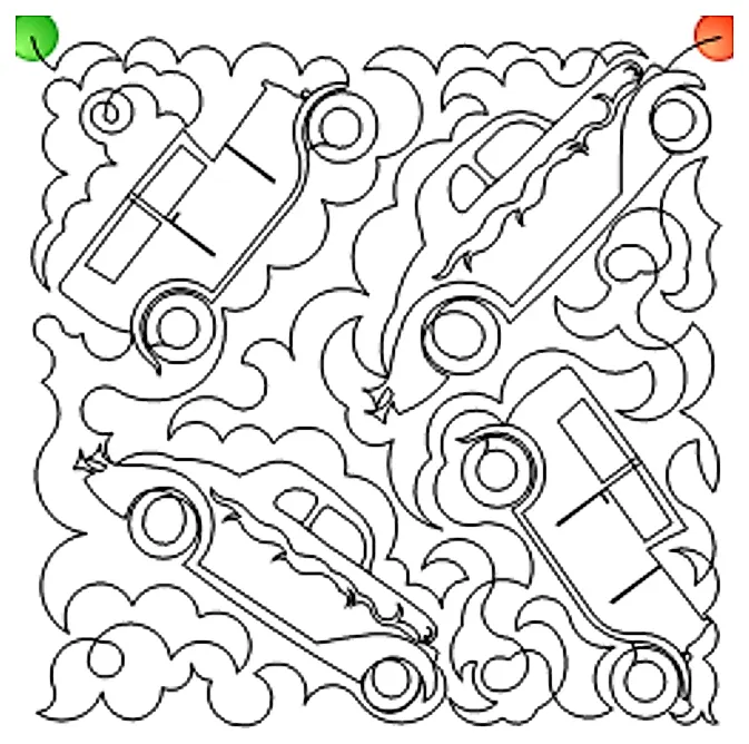 Stitch outline of ss-dbd-hot rods e2e