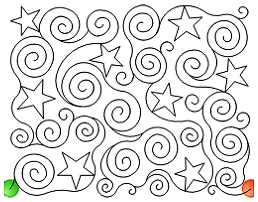 Stitch outline of Stars a Swirl E2E