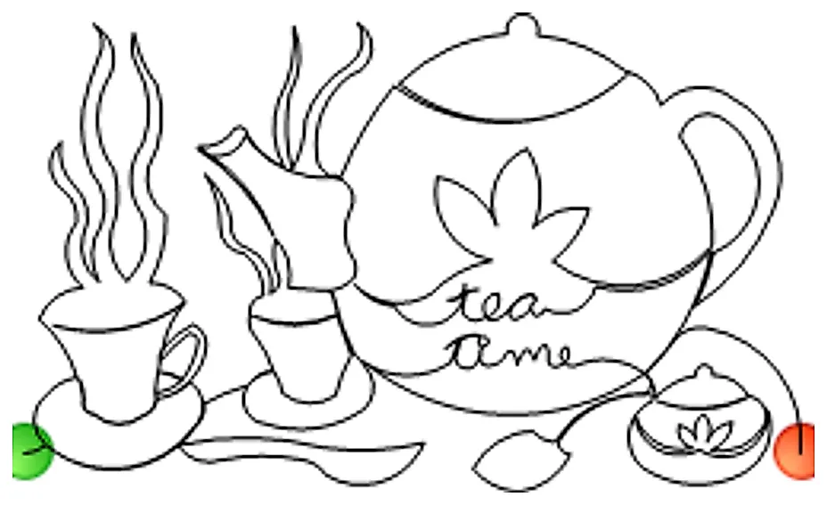 Stitch outline of teatime