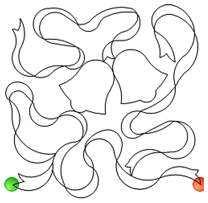Stitch outline of Wedding Bells and Ribbons e2e