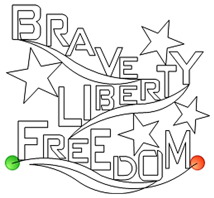 Stitch outline of Words of Valor BRAVE e2e