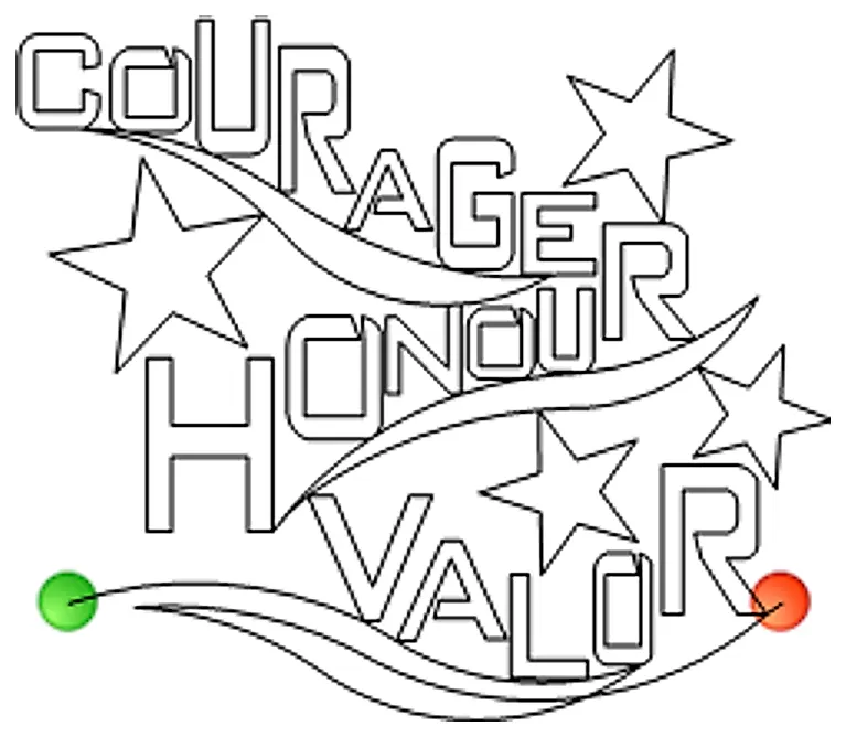 Stitch outline of Words of Valor HONOUR e2e